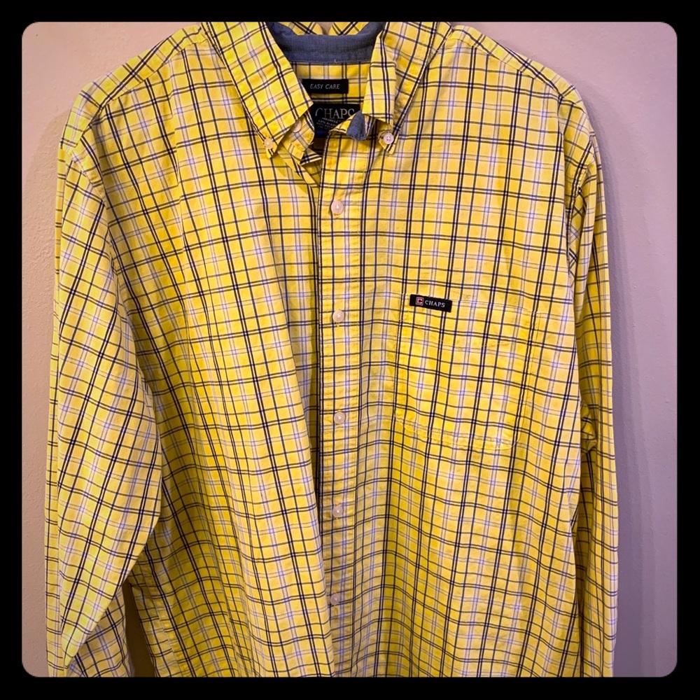 Yellow plaid L Chaps long sleeve dress shirt